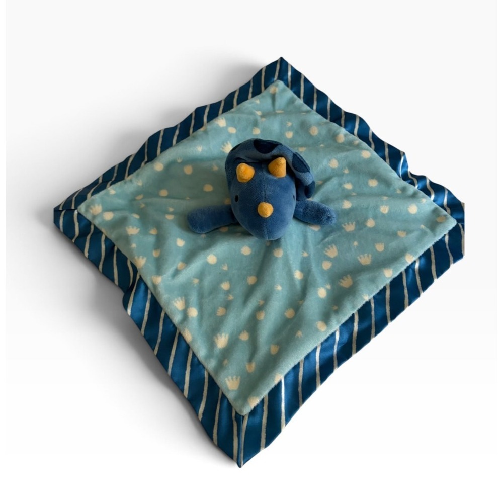 Cloud Island Blue Triceratops Dinosaur Baby Security Blanket Lovey Striped